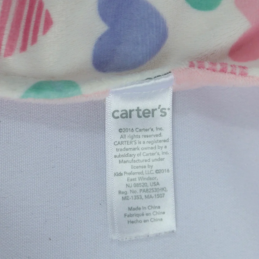 2016 Carters Pink Bunny Rabbit Hearts Plush Baby Security Blanket Lovey 14